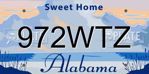 972WTZ Alabama License Plate