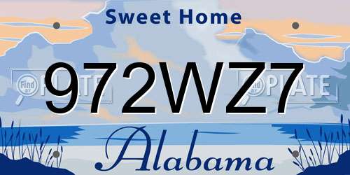 972WZ7 Alabama License Plate