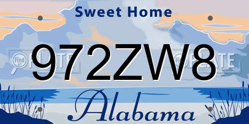 972ZW8 Alabama License Plate