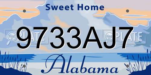 9733AJ7 Alabama License Plate