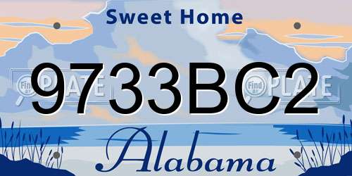 9733BC2 Alabama License Plate