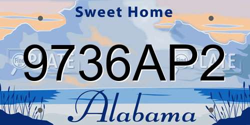 9736AP2 Alabama License Plate