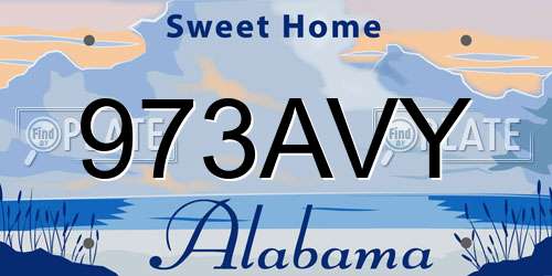 973AVY Alabama License Plate