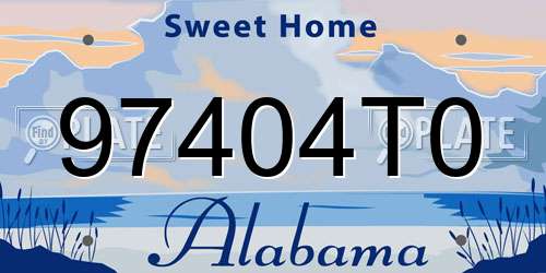 97404T0 Alabama License Plate