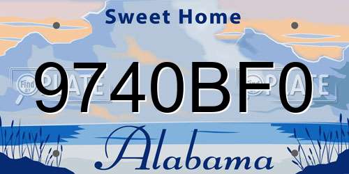 9740BF0 Alabama License Plate