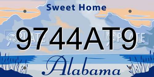 9744AT9 Alabama License Plate