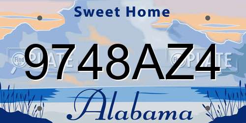 9748AZ4 Alabama License Plate