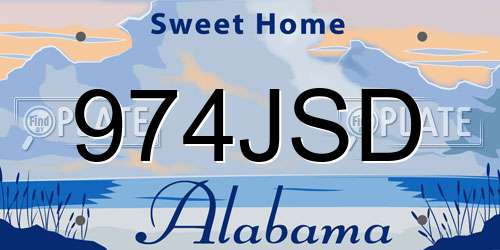 974JSD Alabama License Plate