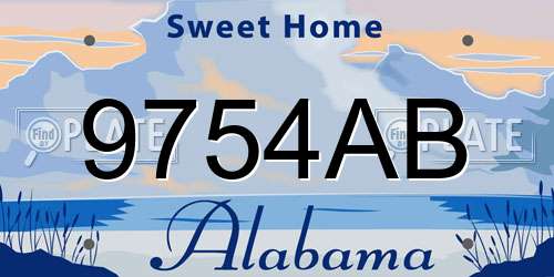 9754AB Alabama License Plate
