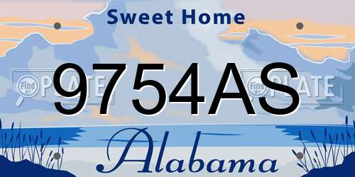 9754AS Alabama License Plate