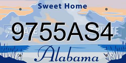 9755AS4 Alabama License Plate
