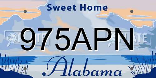 975APN Alabama License Plate