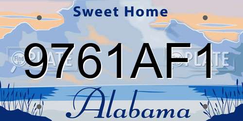9761AF1 Alabama License Plate
