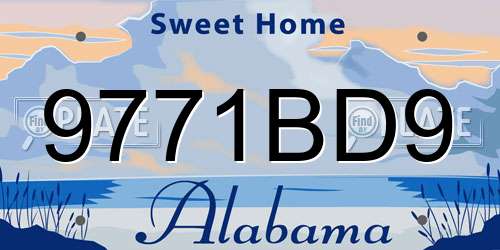 9771BD9 Alabama License Plate
