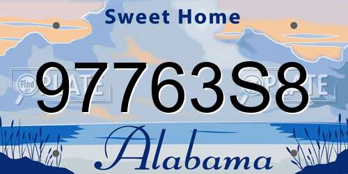 97763S8 Alabama License Plate