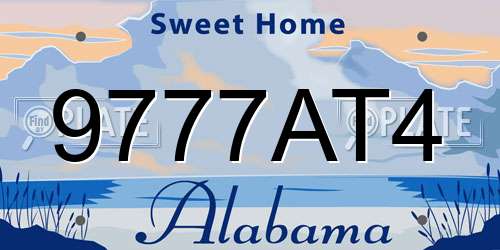 9777AT4 Alabama License Plate