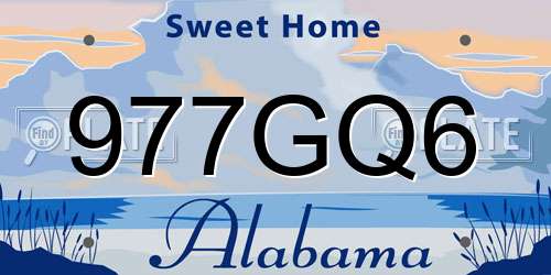977GQ6 Alabama License Plate