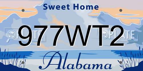 977WT2 Alabama License Plate