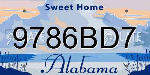 9786BD7 Alabama License Plate