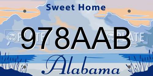978AAB Alabama License Plate