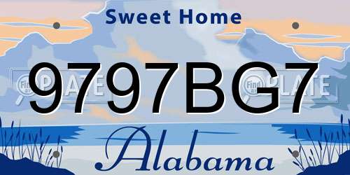 9797BG7 Alabama License Plate