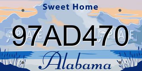 97AD470 Alabama License Plate