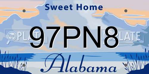 97PN8 Alabama License Plate