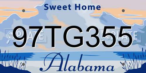 97TG355 Alabama License Plate