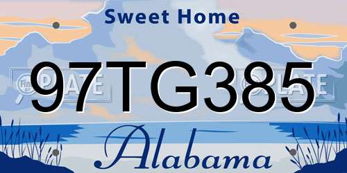 97TG385 Alabama License Plate