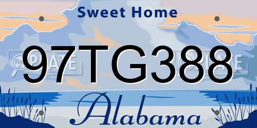 97TG388 Alabama License Plate
