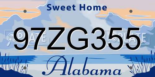 97ZG355 Alabama License Plate