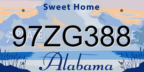 97ZG388 Alabama License Plate