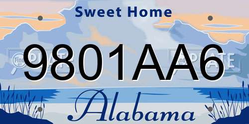 9801AA6 Alabama License Plate