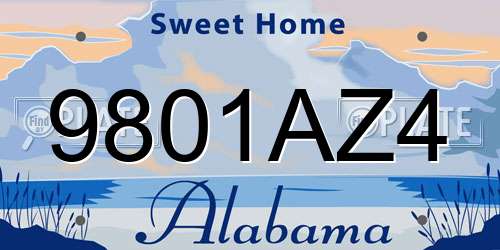 9801AZ4 Alabama License Plate