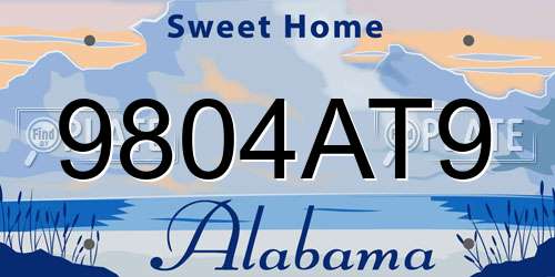 9804AT9 Alabama License Plate
