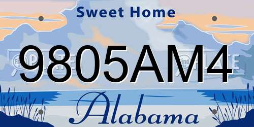 9805AM4 Alabama License Plate