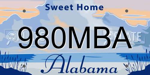 980MBA Alabama License Plate