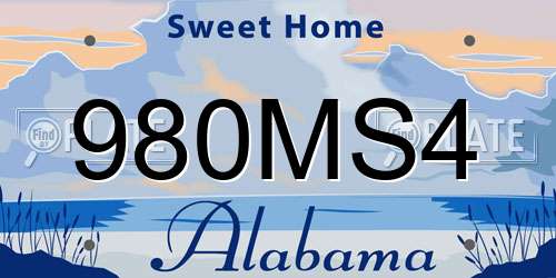 980MS4 Alabama License Plate