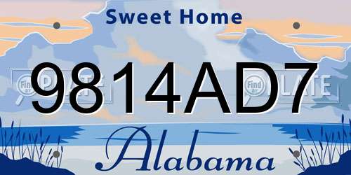 9814AD7 Alabama License Plate