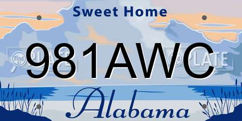 981AWC Alabama License Plate