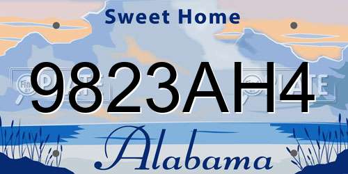 9823AH4 Alabama License Plate