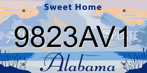 9823AV1 Alabama License Plate