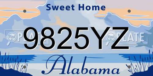 9825YZ Alabama License Plate
