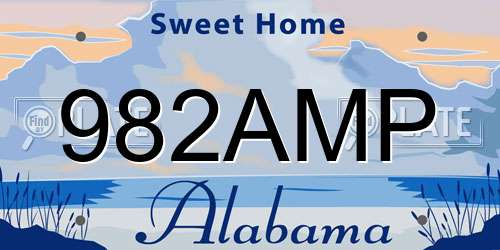 982AMP Alabama License Plate
