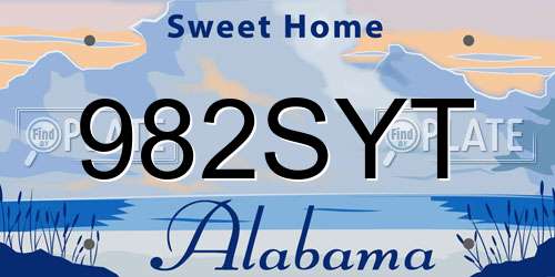 982SYT Alabama License Plate