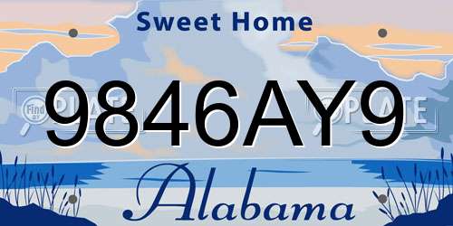 9846AY9 Alabama License Plate