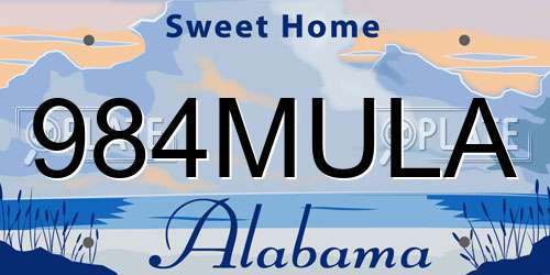 984MULA Alabama License Plate