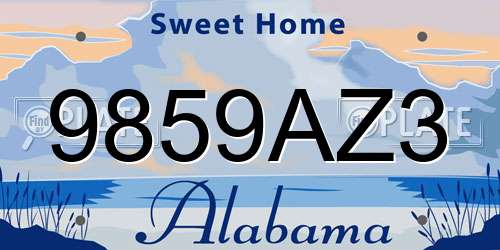 9859AZ3 Alabama License Plate