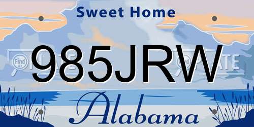 985JRW Alabama License Plate