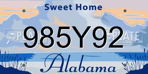 985Y92 Alabama License Plate